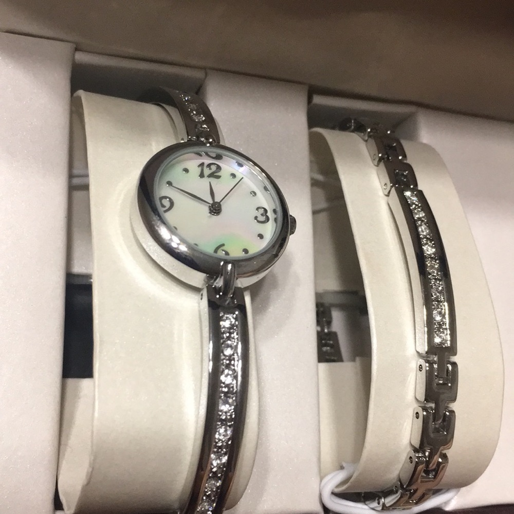 Silver watch and band
